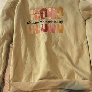 Beige Sweatshirt with Graphic Text